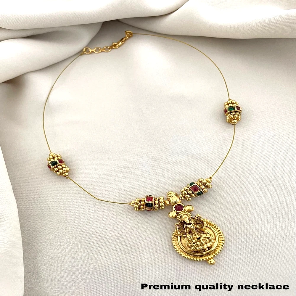 Imitation necklace online Traditional Lakshmi Coin Pendant Necklace for Women – Premium Imitation Jewellery - Image 1