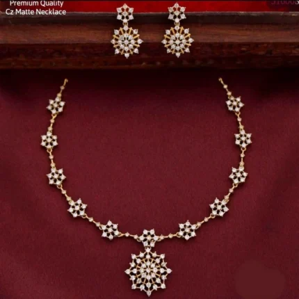 Premium CZ Matte Necklace Set
